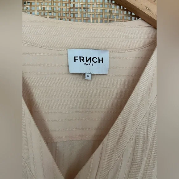 FRNCH Buttonfront Cream Midi Long Sleeve Dress - Picture 2 of 7